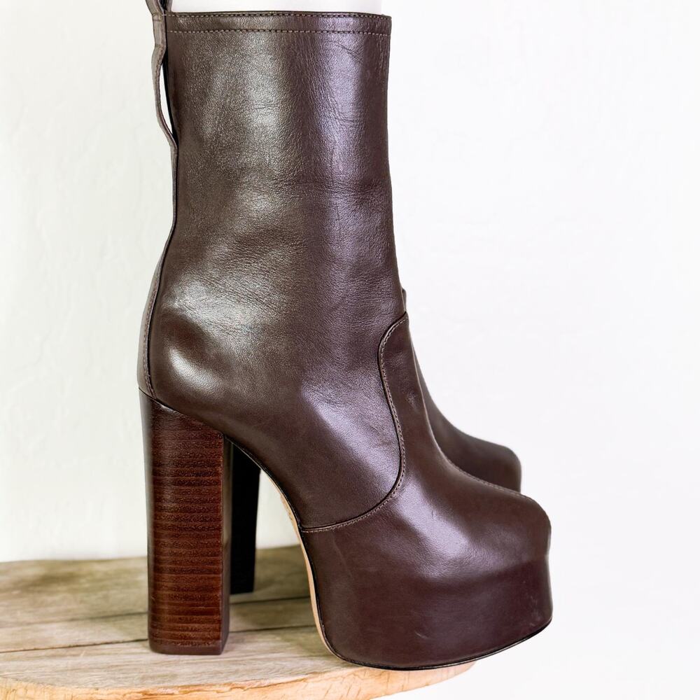Schutz Aberdeen 70s Y2K Chocolate Brown Block High Heels Platform Boots 6.5 NWT - Picture 12 of 12